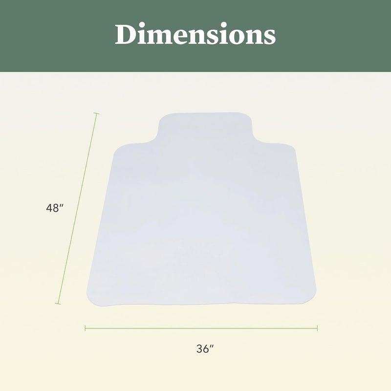 HON Office Chair Mat for Carpet, Computer Desk Chair Mat for Carpeted Floors, Easy Glide in Office or Home with Extended Lip (36” x 48”) - Image 2